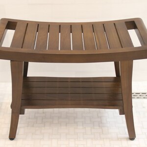 Dark teak shower bench hotsell