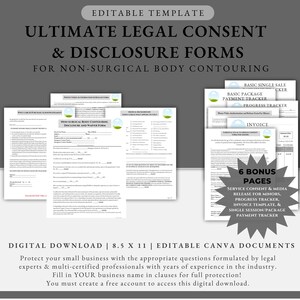 Body Contouring Intake Forms | Body Sculpting Consent Waiver | Esthetician Templates | Body Shaping Treatment | Canva Template | Editable