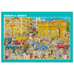 Beirut vs. Beirut, Lebanese Civil War Comic Poster Beirut Wall Art Lebanon Poster Lebanese Civil War Art Print Beirut Comic Poster