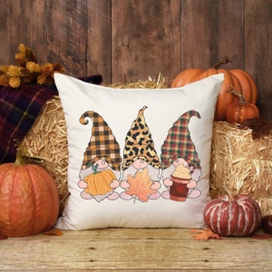 Fall Pillow Cute Fall Gnomes Pillow Autumn Pillow Fall Decor Autumn Decor Pumpkin Decor Farmhouse Pillow Rustic Decor Fall Accent Pillow