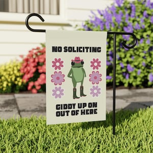 Funny No Soliciting Garden Flag Gift Western Frog No Soliciting Yard Banner Sign Go Away Flag Funny Yard Flag Frog Garden Sign No Solicitors