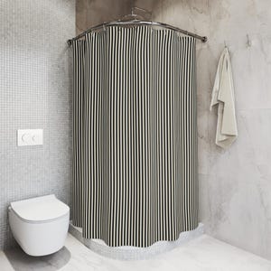 Black Cream Stripe Shower Curtain Black Tan Neutral Bathroom Stripe Black Tan Home Decor Gift Contemporary Decor Modern Minimalist Farmhouse