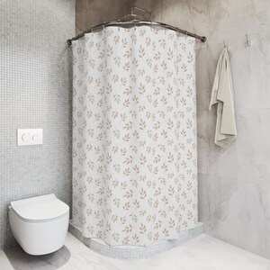 Botanical Leaves Shower Curtain Neural Leaf Shower Curtain Bathroom Decor Farmhouse Home Decor Botanical Decor Shower Curtain Neutral Bath