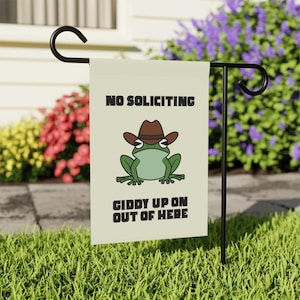 Funny No Soliciting Garden Flag Gift Western Frog No Soliciting Yard Banner Sign Go Away Flag Funny Yard Flag Frog Garden Sign No Solicitors