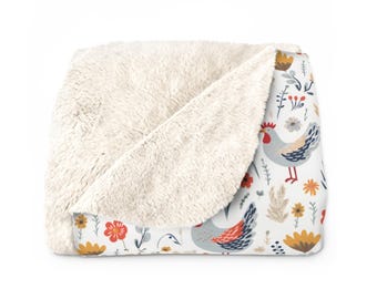 Chicken Blanket Gift Floral Chicken Blanket Farmhouse Blanket Wildflower Farmhouse Home Decor Chicken Mom Chicken Lover Gift Floral Blanket