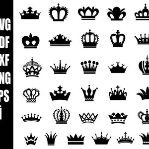 Royal Crown SVG Dosyası, King Crown SVG, Queen Crown SVG, Princess Tiara Svg, Cricut Dosyası, Siluet İçin, Cut File, svg png ai dxf pdf