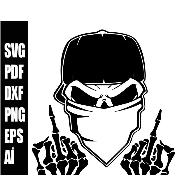 Skull Middle Finger Svg | Skull SVG | skeleton SVG | Skull Clipart | Skull Cut Files For Silhouette | Files for Cricut Svg Png Dxf Jpg