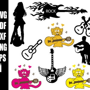 Electric guitar SVG,Acoustic Guitar SVG Guitar SVG/ Guitar clipart/ Music svg/ silhouette/ cut file Svg Ai png dxf