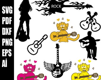Electric guitar SVG,Acoustic Guitar SVG Guitar SVG/ Guitar clipart/ Music svg/ silhouette/ cut file Svg Ai png dxf