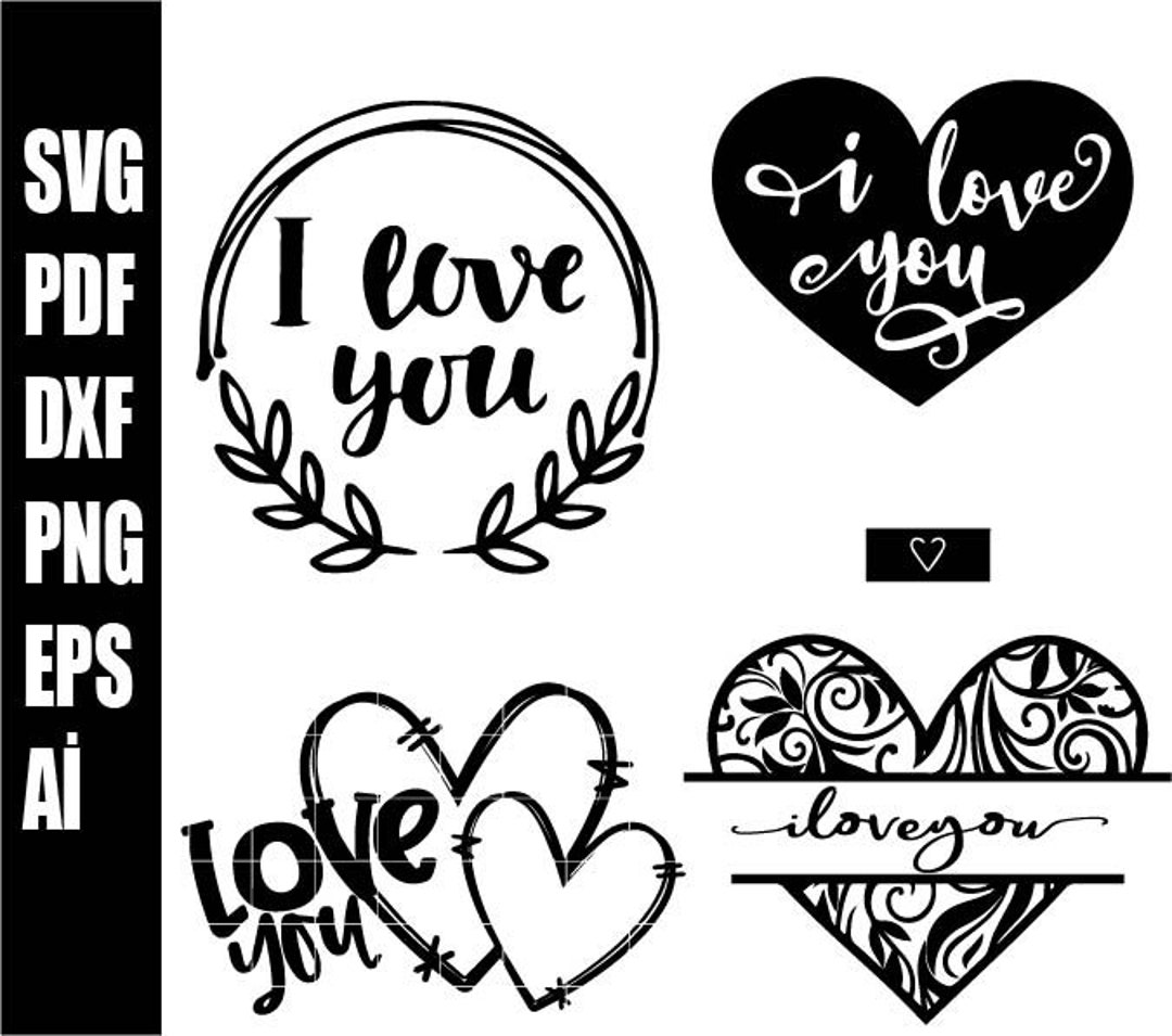 Love You SVG Cut File for Cricut and Silhouette With Heart Detail and ...