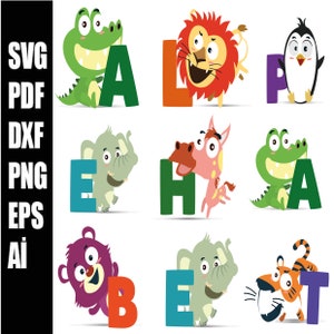 Animal alphabet clipart , animal alphabet png , Education and Learning clipart,school clipart, instant download ,animal alphabet Svg Png Ai