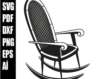 Mecedora SVG / Mecedora vintage antigua Silueta SVG / Archivo vectorial digital para Cricut o Láser / Mecedora svg png ai dxf