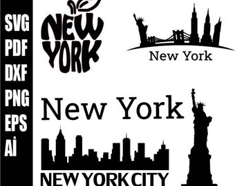 New York City Skyline SVG Files , New york Svg, New York Statue of Liberty Svg, png ai