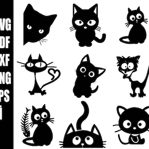 Cat SVG, Black Cat svg, Cat Bundle svg, Peeking Cat svg, Hallowen svg, Cat Decal, Cricut Silhouette, Cut Cut Files svg png ai