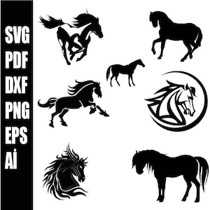 Pferd SVG, digitaler Download Pferd SVG, ich liebe Pferde SVG, schönes Pferd SVG, Pferdekopf svg, Pferd Silhouetten für Cricut, Png svg ai dxf