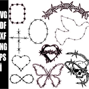 Barbed wire heart SVG PNG,Heart Frame,Vector design,Love Wire SVG,Silhouette Cricut Cut File Barbed wire clipart, Barbed Wire Vector svg pdf