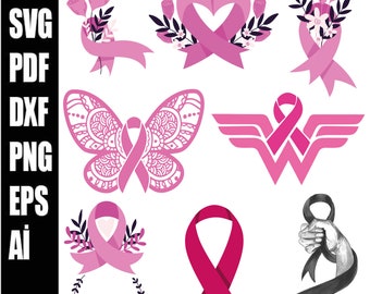 Cáncer de mama Svg, Concientización sobre el cáncer de mama Corazón Svg, Cáncer de mama Svg, Sublimación PNG, Archivos de corte SVG para Cricut, Cáncer de mama png ai