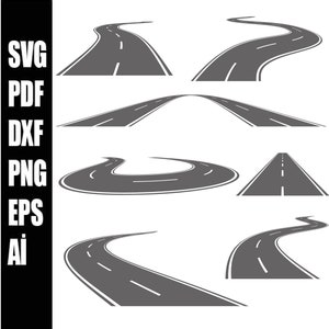 Road Svg Bundle, Road Svg, Highway Svg, Bending Svg, Curved Asphalt Road Svg, Road Clipart,road package svg,highway package svg png ai dxf