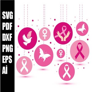 Breast Cancer SVG PNG Bundle, Pink Awareness Ribbon Svg, Breast Cancer Awareness Instant Download Digital, svg png ai dxf pdf