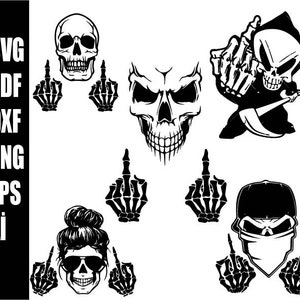 Skull Middle Finger Svg | Skull SVG | skeleton SVG | Skull Clipart | Skull Cut Files For Silhouette | Files for Cricut Svg Png Dxf Jpg ai