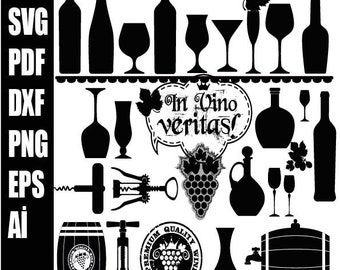 Paquete de vino svg, Vid de uva svg, dxf, png, jpg, Botella de vino y vaso svg, Grapevine svg, Beber vino svg, Amante del vino svg vino svg png dxf
