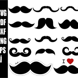 heart mustache Quirky Moustaches, svg Moustache svg, Moustache Bundle svg, Mustaches Clipart,Mustache Clipart, Digital Download, svg png ai