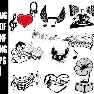 Music Notes SVG,Music Notes PNG,Music note,Clipart,Bundle  Cricut, Silhouette, Template, Instant Download, Cutting Files svg png ai dxf