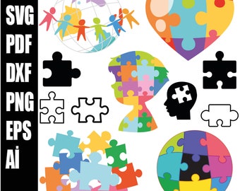 Puzzle-Svg, Puzzle-Teile-Bundle, Herz-Puzzle, Herz-Puzzle-Svg, Puzzleteil-Svg, Puzzleteile Sofortiger Download SVG, DXF PNG