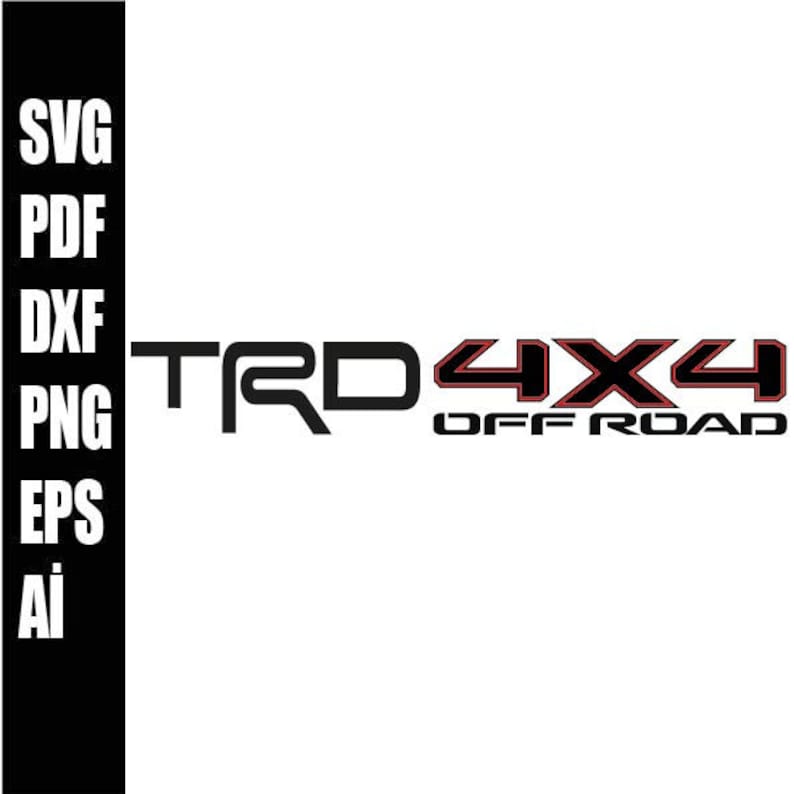 May include: Black and red "TRD 4X4 OFF ROAD" logo design. This design is perfect for use on a vehicle, apparel, or other merchandise.