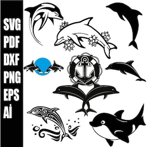 Dolphin Svg, Beach Svg, Ocean Svg, Dolphin Clipart, Dolphins Svg, Summer Svg, Sea Animals Svg, Silhouette Svg, Cricut Svg svg png ai dxf pdf