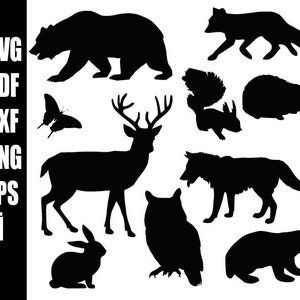 Woodland animals svg,Forest animals svg,Woodland animals silhouette,animal silhouette svg,Woodland animals cricut,clipart svg png ai dxf pdf