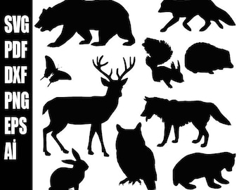 Woodland animals svg,Forest animals svg,Woodland animals silhouette,animal silhouette svg,Woodland animals cricut,clipart svg png ai dxf pdf