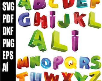3D alphabet svg 3d alphabet Png 3D Alphabet File For Cricut Maker Svg Png Dxf Pdf Ai