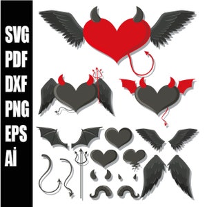 Angel and Devil Svg Devil SVG Bundle, Clipart Devil, Pliki do cięcia Demonów, Sylwetka zła, Satanistyczny Svg, Diabeł z kreskówek Svg, Demon Cricut svg png