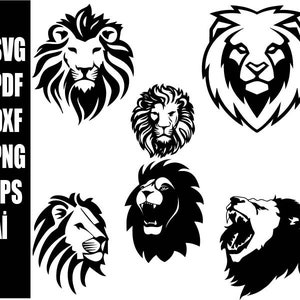 Lion SVG - eps - dxf  - PNG - JPG Lion Face Svg Cut File for Cricut, Lion Silhouette svg png ai