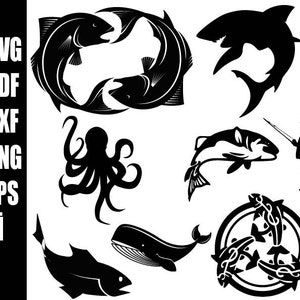 Fish SVG | Fish SVG Bundle | Fish Silhouette | Fish Cut Files | Fish Clipart | Fish Vector | Tropical Fish Svg |Fish Hook Svg png ai dxf png