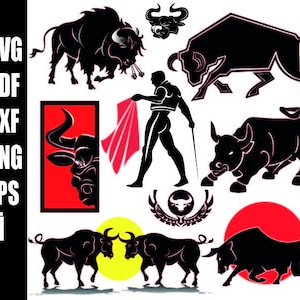 Bull SVG Bull bundle Bulls svg Bull Clipart Bull Cut Files For Silhouette,Files for Cricut, Bull Vector, Farm Animal Svg png dxf ai pdf bull