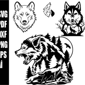 Wolves Svg , Howling Wolf svg , wolves svg silhouette , Wolf Art , Wolf Head , Tribal Wolf Art , wolf png svg
