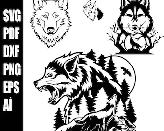 Wolves Svg , Howling Wolf svg , wolves svg silhouette , Wolf Art , Wolf Head , Tribal Wolf Art , wolf png svg