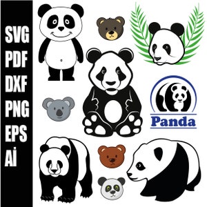 Panda SVG Baby panda svg, Panda Face SVG File, Cute Panda Head, Clipart, File For Cricut, For Silhouette, Cut Files, Png, Dxf Svg Ai Dxf