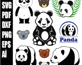 Panda SVG Baby panda svg, Panda Face SVG File, Cute Panda Head, Clipart, File For Cricut, For Silhouette, Cut Files, Png, Dxf Svg Ai Dxf