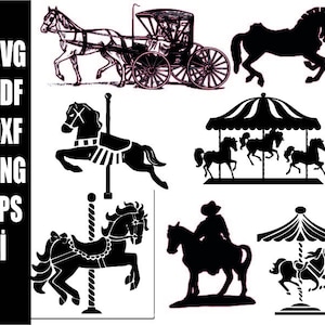 Karusellhäst SVG, Karusellhäst SVG, Karusellhäst Silhuett Svg, Karusell Svg Bundle