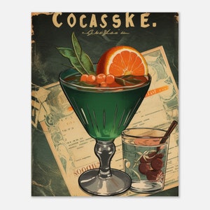 Old Fashioned Cocktail Print, Altes Cocktail Poster, Bar Wandkunst, Klassische Bar Barwagen Kunstdruck, Retro Print | DIGITALE Datei