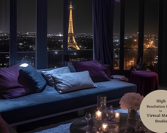 Zoom Virtual Background Paris Night View Background | Virtual Workspace |Video Conference Zoom Professional | Google Meet | Office Zoom Call