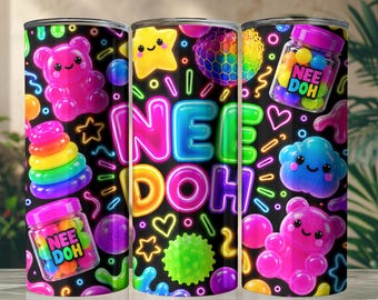 Decorazioni per cupcake Nee Doh, decorazioni per cupcake di compleanno con giocattoli antistress, decorazioni per feste di compleanno al neon, decorazioni sensoriali per feste, decorazioni stampabili