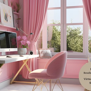 Zoom Virtual Backgrounds |  Pink Girly  Theme Office Background | Office Background | Google Meet | Backdrop | Work From Home