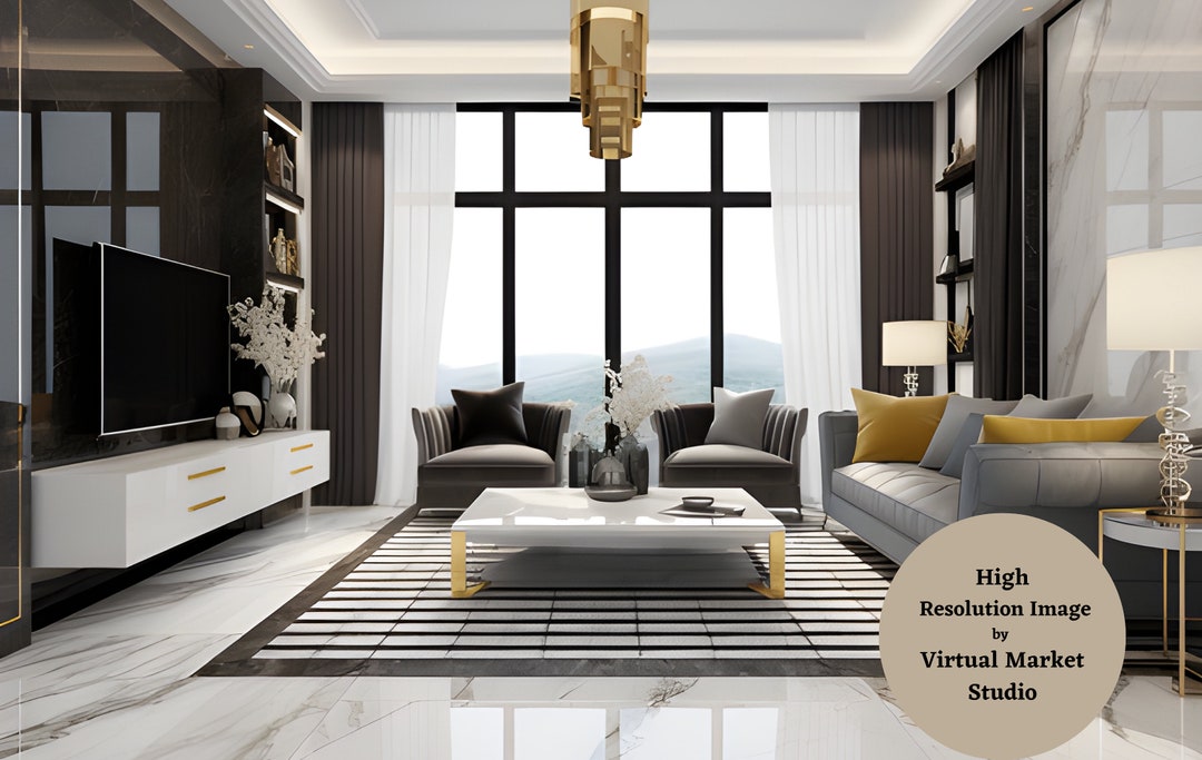 Zoom Background Luxury Modern Living Room With Marble Floor Elevate