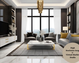 Zoom Background Luxury Modern Living Room With Marble Floor | Elevate Your Virtual Presence with Premium Zoom Backgrounds | Google Meet