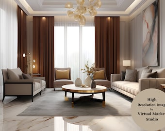 Zoom Background Luxury Modern Living Room With Marble Floor | Elevate Your Virtual Presence with Premium Zoom Backgrounds | Google Meet