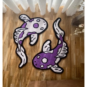 Koi Yin Yang Fish Rug - Custom Asian Tufted Rug